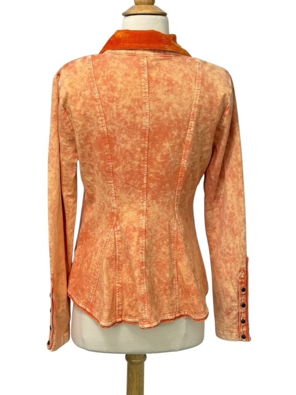 Aratta Silent Journey Colonel Jacket Blazer Velvet Collar Orange Boho Size XS - Picture 7 of 12